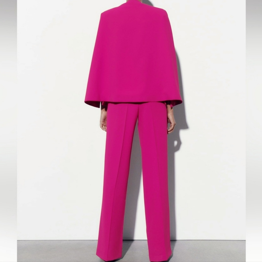 Zara 2 pieces matching set limitededition cape blazer & fluid high waist pants - Picture 4 of 12